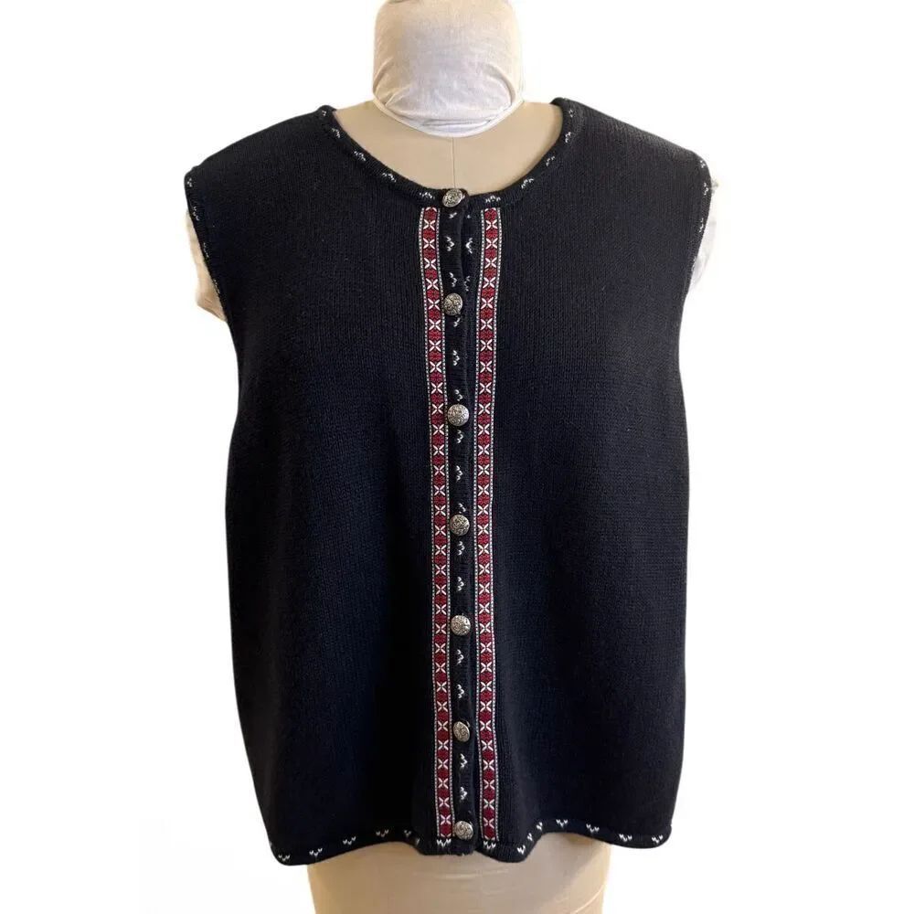 Bechamel Women’s Sweater Vest Button Front Sz. XL Substantial Round Neck